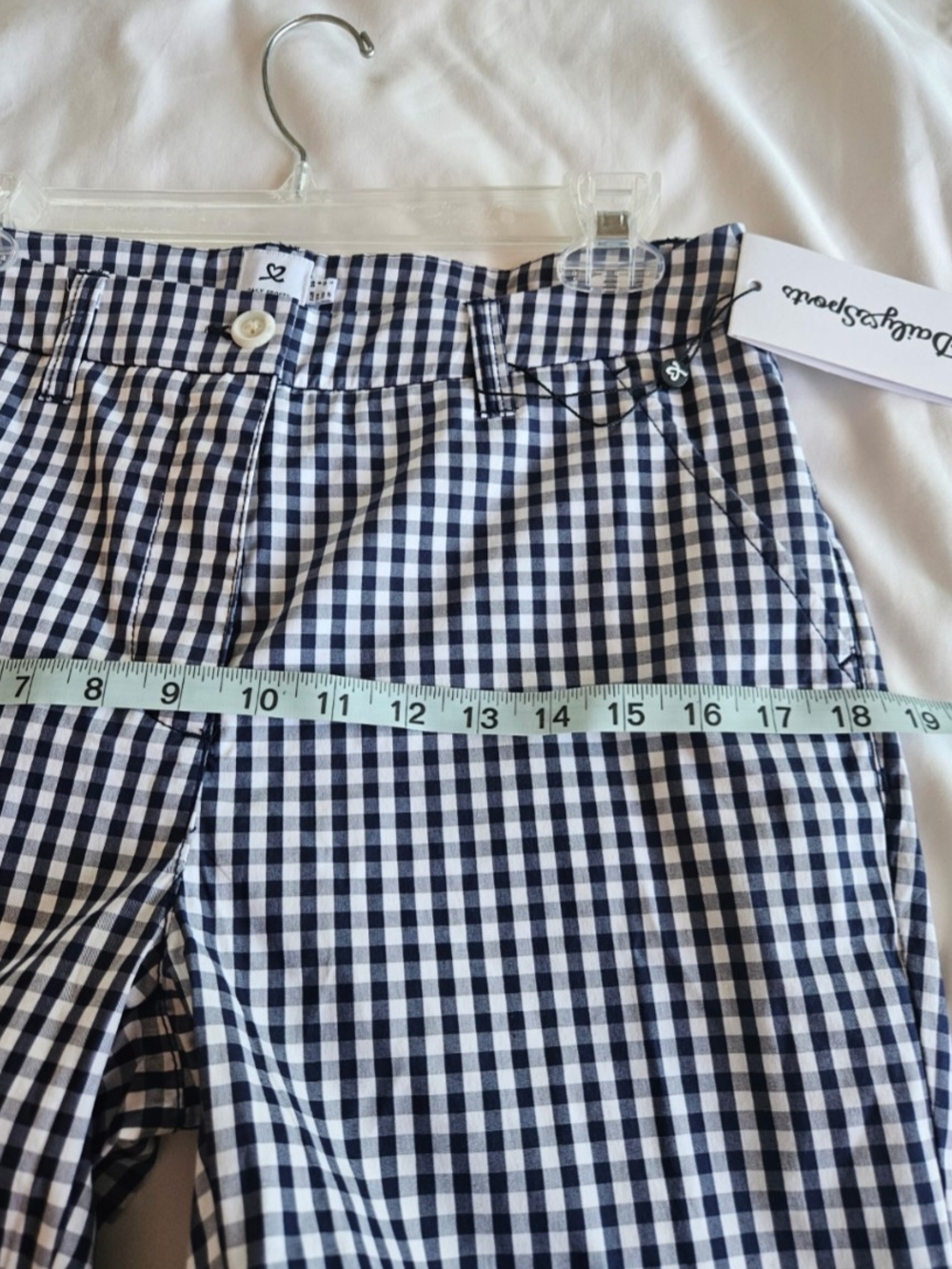 (NWT)Daily Sports navy and white check print ankle pants - Picture 4 of 8
